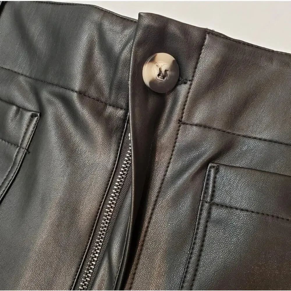 Maeve by Anthropologie Faux Leather Wide-Leg Pants – Size 10P (Petite) - Picture 4 of 8